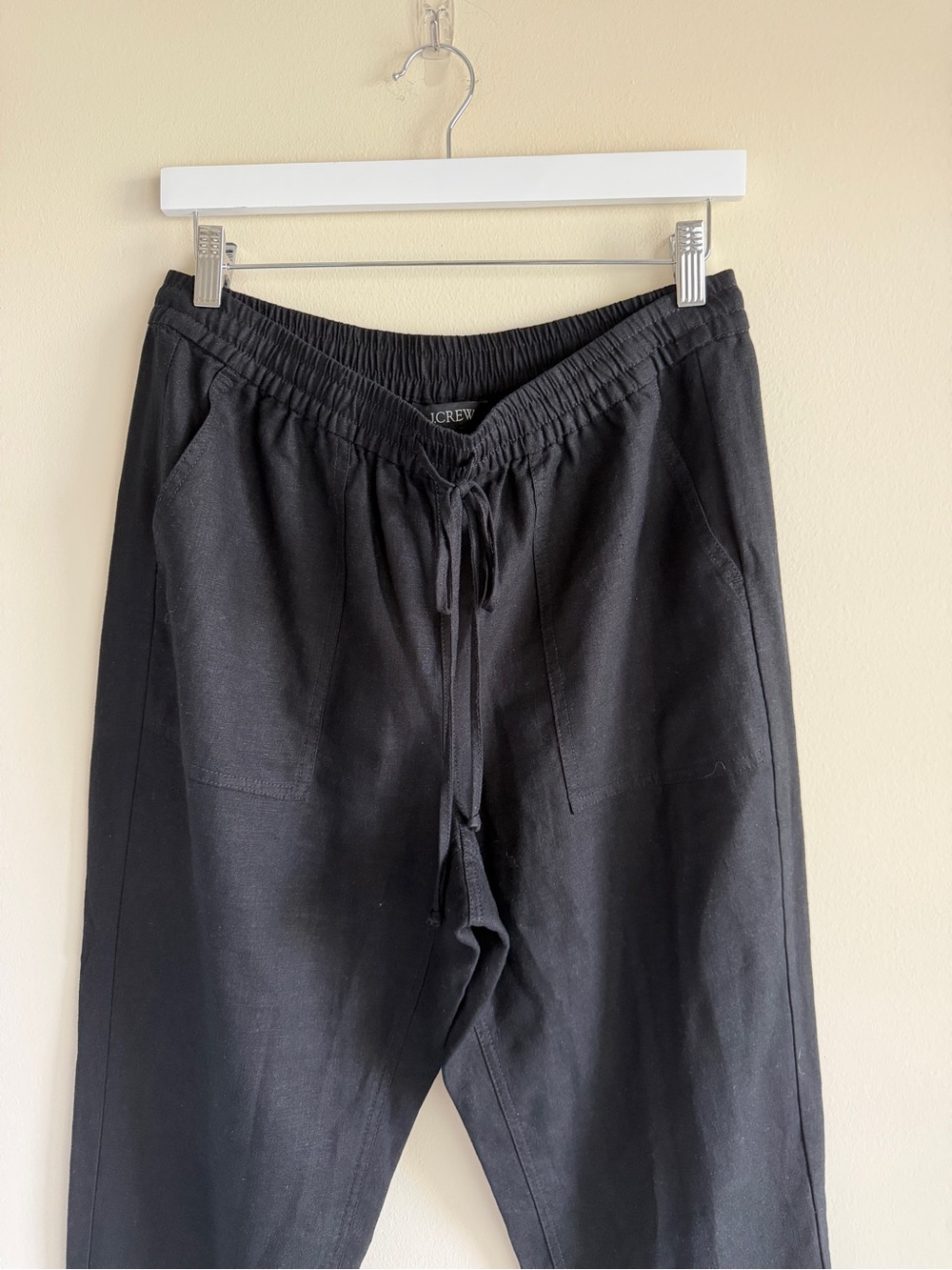 J.Crew Seaside Pant Linen Lyocell Drawstring Straight Leg Black Size M - Picture 5 of 10
